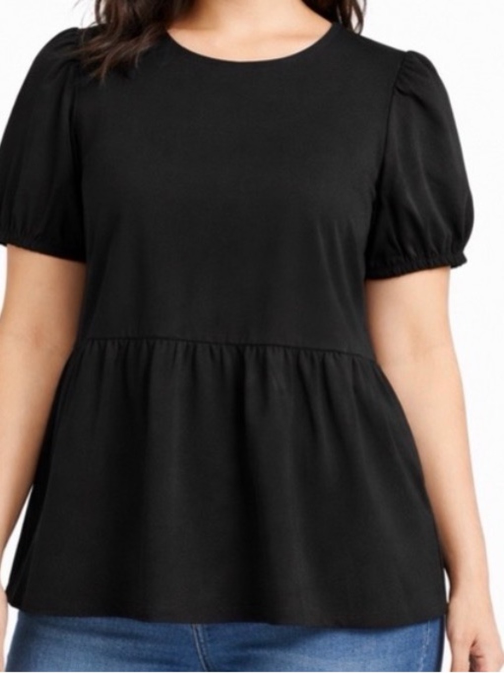 Kancy Kole Black Puff Sleeve Blouse women’s Size M(A413)✨